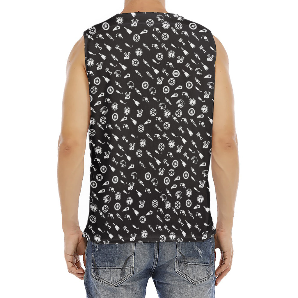 Motorcycle Parts Pattern Print Men's Fitness Tank Top