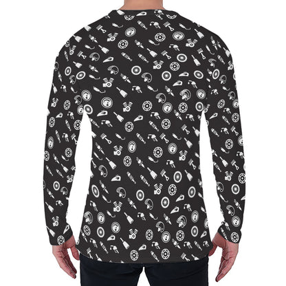 Motorcycle Parts Pattern Print Men's Long Sleeve T-Shirt