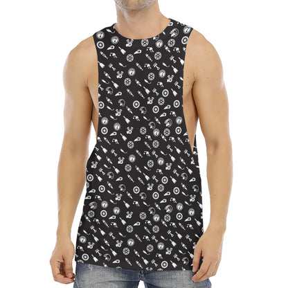 Motorcycle Parts Pattern Print Men's Muscle Tank Top