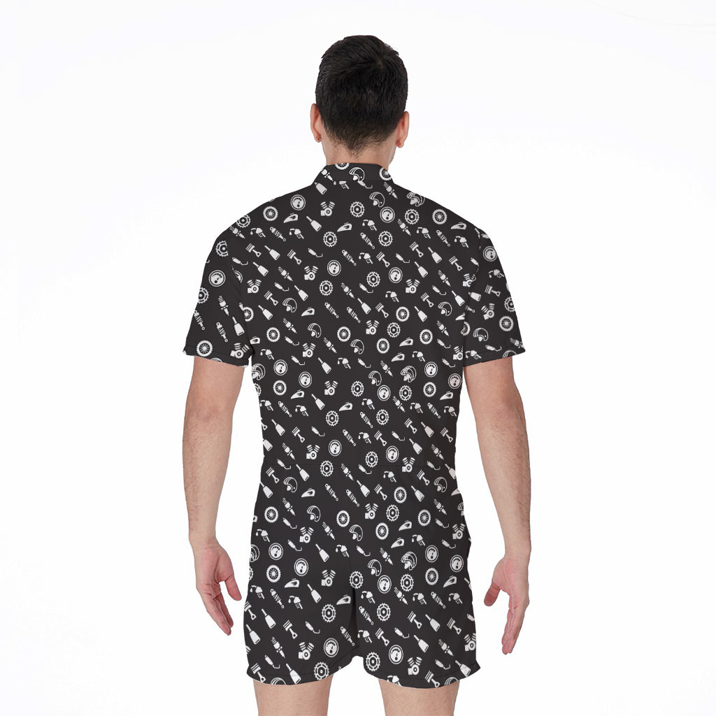 Motorcycle Parts Pattern Print Men's Rompers