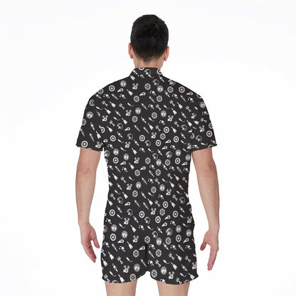 Motorcycle Parts Pattern Print Men's Rompers