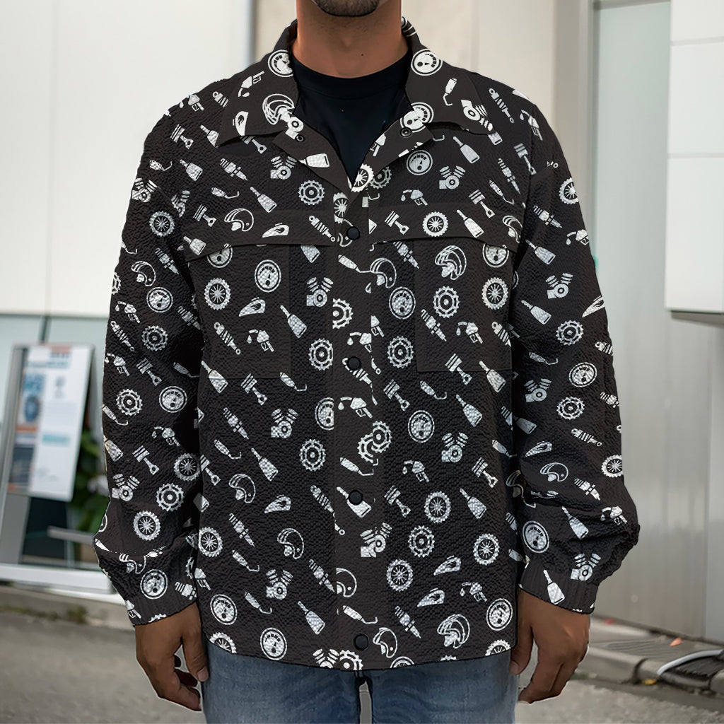 Motorcycle Parts Pattern Print Men's Shirt Jacket