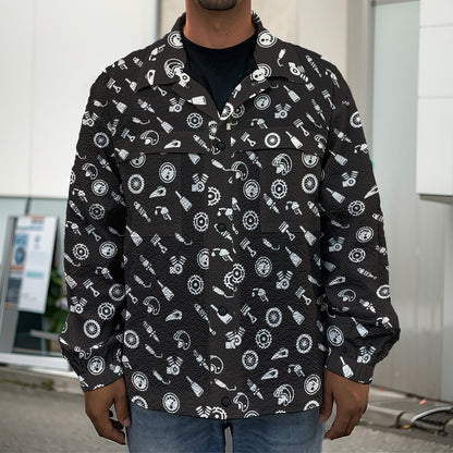Motorcycle Parts Pattern Print Men's Shirt Jacket