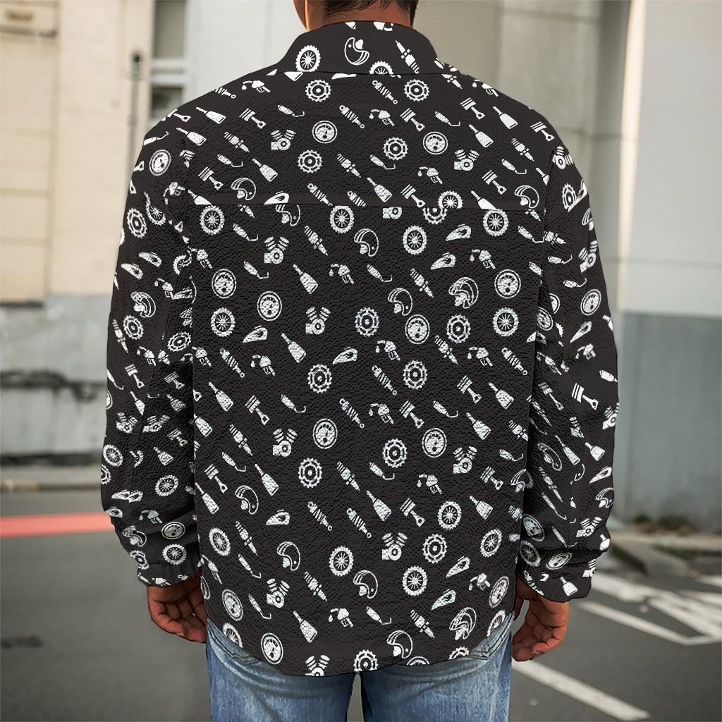 Motorcycle Parts Pattern Print Men's Shirt Jacket