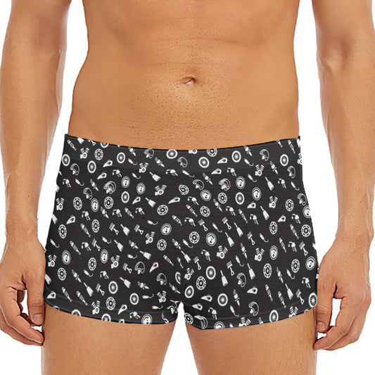 Motorcycle Parts Pattern Print Men's Short Boxer Briefs