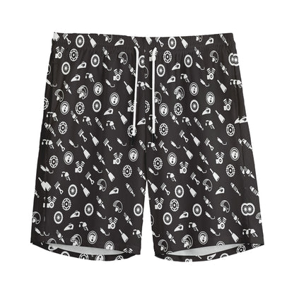 Motorcycle Parts Pattern Print Men's Sports Shorts