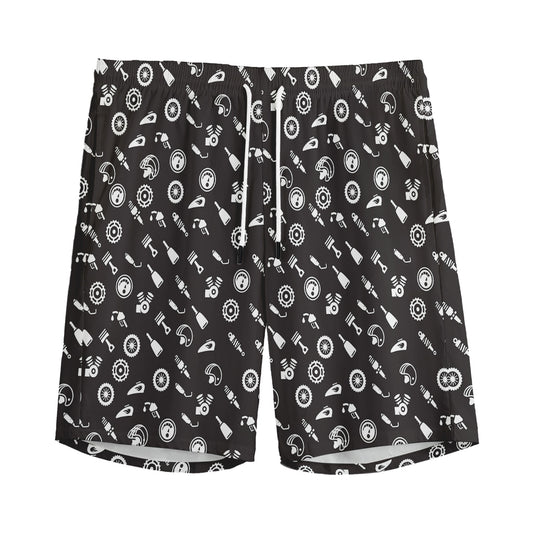 Motorcycle Parts Pattern Print Men's Sports Shorts