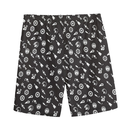 Motorcycle Parts Pattern Print Men's Sports Shorts