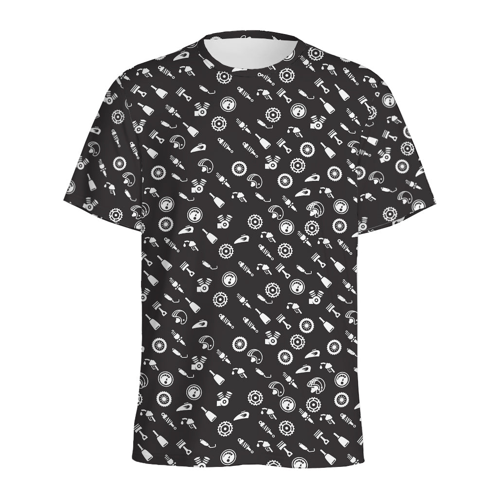Motorcycle Parts Pattern Print Men's Sports T-Shirt