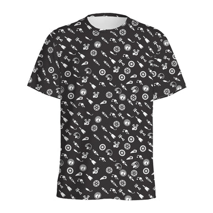Motorcycle Parts Pattern Print Men's Sports T-Shirt