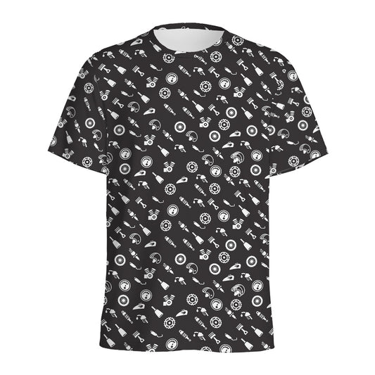 Motorcycle Parts Pattern Print Men's Sports T-Shirt