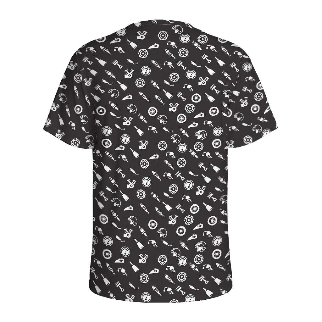 Motorcycle Parts Pattern Print Men's Sports T-Shirt