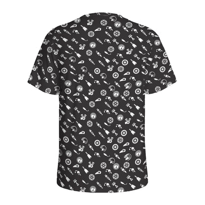 Motorcycle Parts Pattern Print Men's Sports T-Shirt