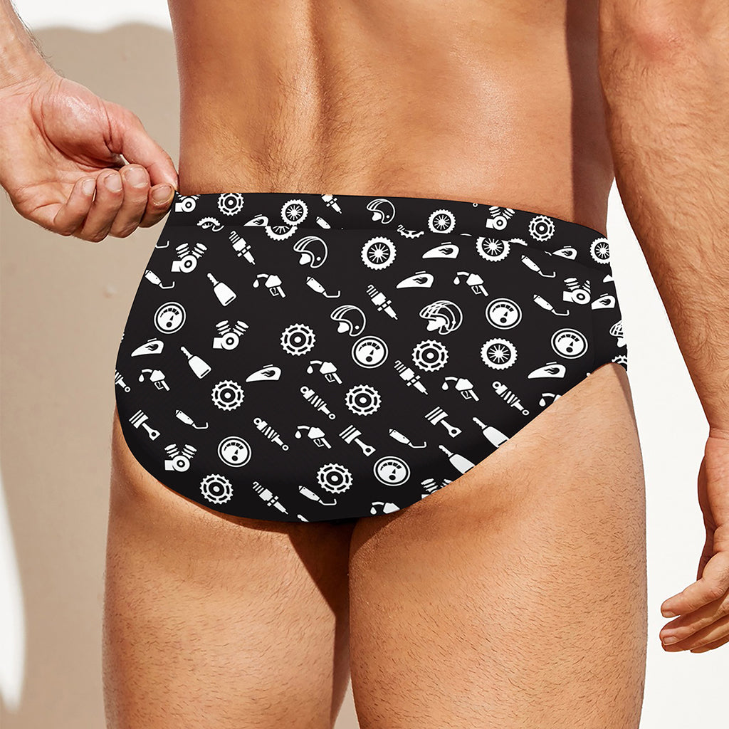 Motorcycle Parts Pattern Print Men's Swim Briefs