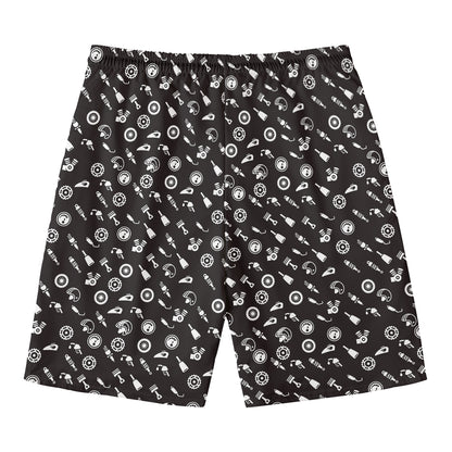 Motorcycle Parts Pattern Print Men's Swim Trunks