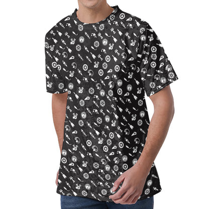 Motorcycle Parts Pattern Print Men's Velvet T-Shirt