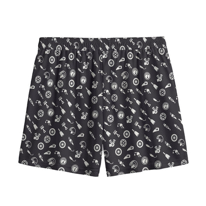 Motorcycle Parts Pattern Print Mesh Shorts