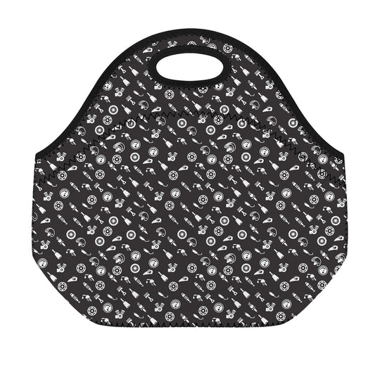 Motorcycle Parts Pattern Print Neoprene Lunch Bag
