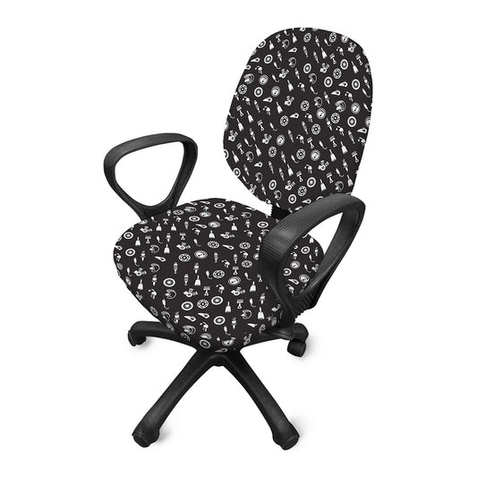 Motorcycle Parts Pattern Print Office Chair Cover