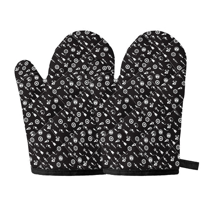 Motorcycle Parts Pattern Print Oven Mitts