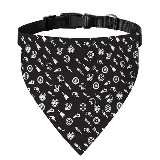 Motorcycle Parts Pattern Print Over The Collar Dog Bandana