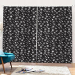Motorcycle Parts Pattern Print Pencil Pleat Curtains