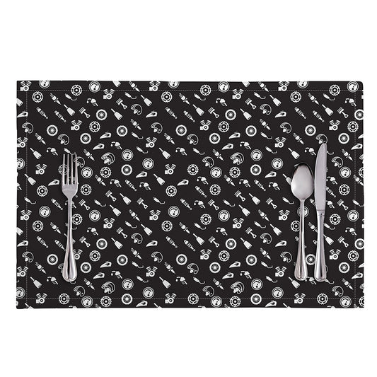 Motorcycle Parts Pattern Print Placemat