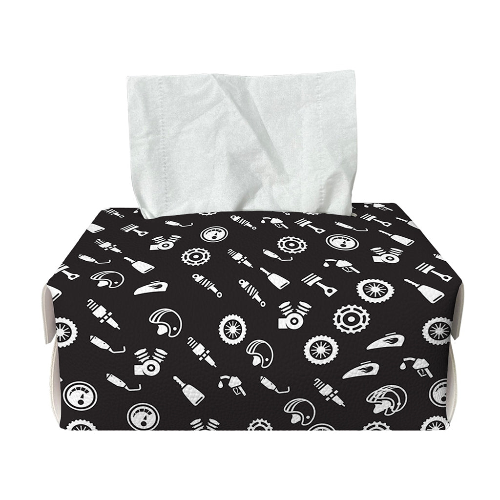 Motorcycle Parts Pattern Print Rectangle Tissue Box Cover