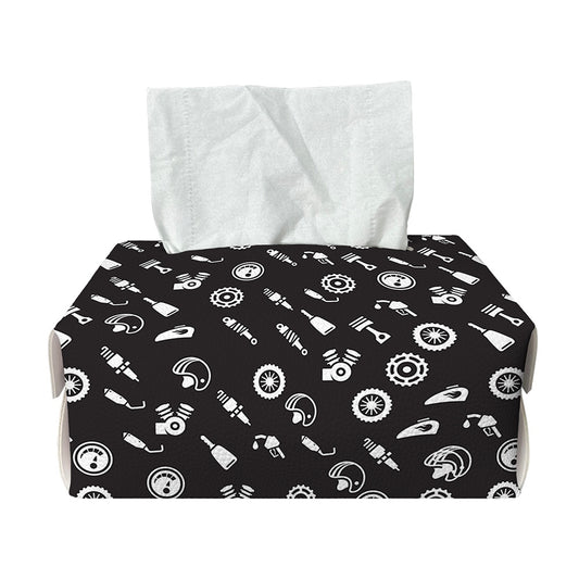 Motorcycle Parts Pattern Print Rectangle Tissue Box Cover