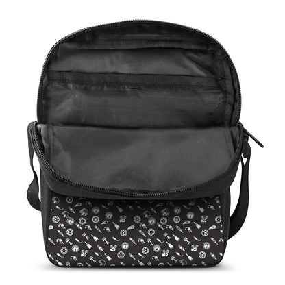 Motorcycle Parts Pattern Print Rectangular Crossbody Bag