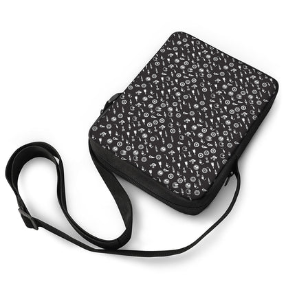 Motorcycle Parts Pattern Print Rectangular Crossbody Bag