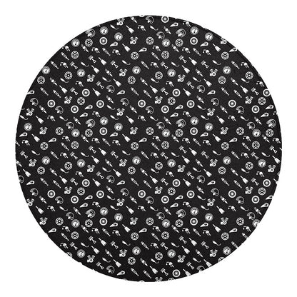 Motorcycle Parts Pattern Print Round Blanket