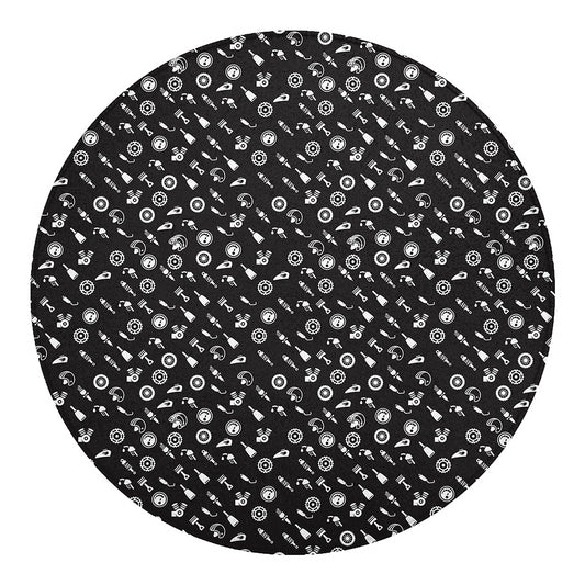 Motorcycle Parts Pattern Print Round Blanket