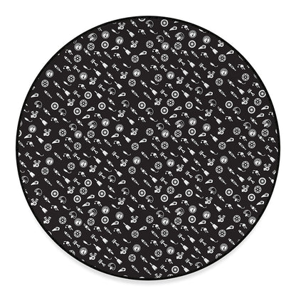Motorcycle Parts Pattern Print Round Floor Mat
