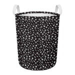 Motorcycle Parts Pattern Print Round Laundry Basket