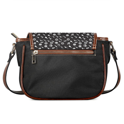 Motorcycle Parts Pattern Print Saddle Bag
