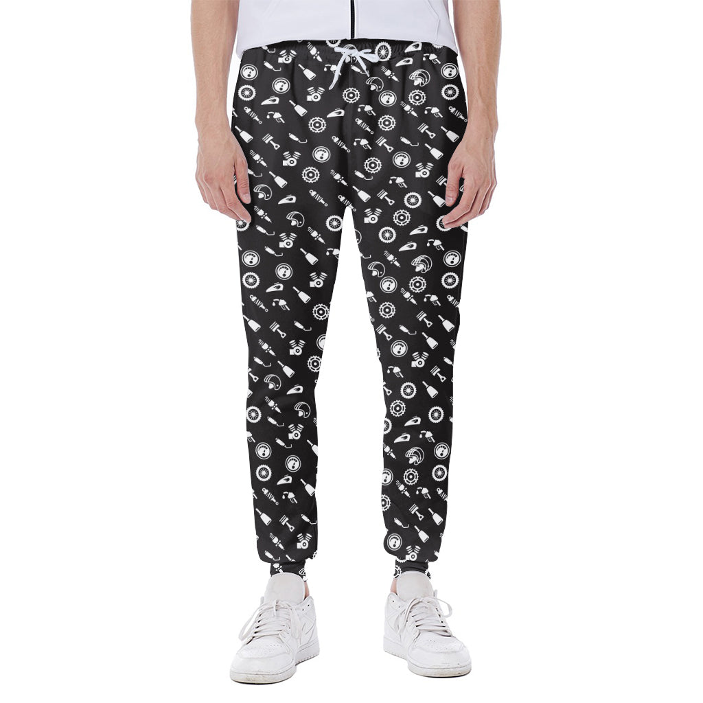 Motorcycle Parts Pattern Print Scuba Joggers