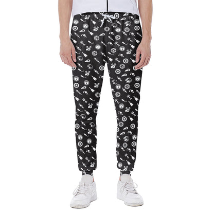 Motorcycle Parts Pattern Print Scuba Joggers