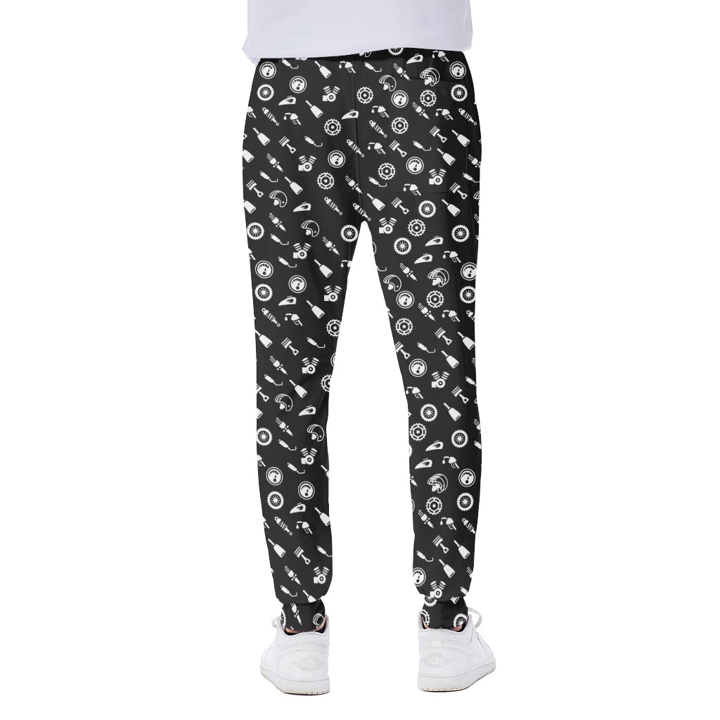 Motorcycle Parts Pattern Print Scuba Joggers