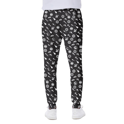Motorcycle Parts Pattern Print Scuba Joggers