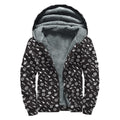 Motorcycle Parts Pattern Print Sherpa Lined Zip Up Hoodie