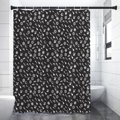 Motorcycle Parts Pattern Print Shower Curtain