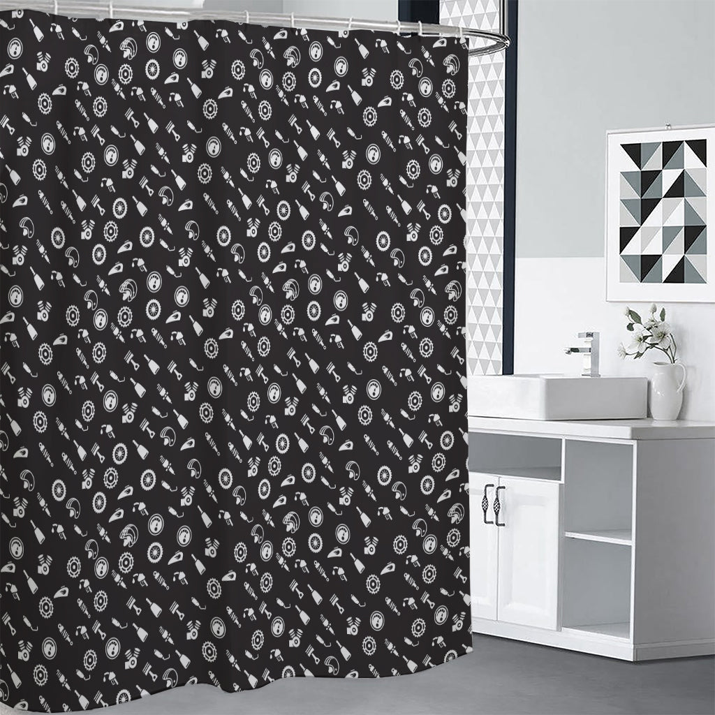 Motorcycle Parts Pattern Print Shower Curtain