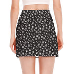 Motorcycle Parts Pattern Print Side Slit Mini Skirt