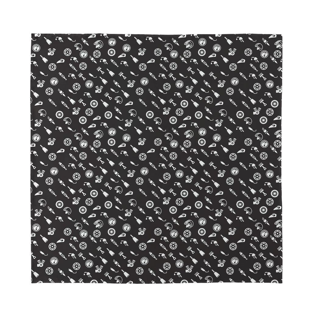 Motorcycle Parts Pattern Print Silk Bandana
