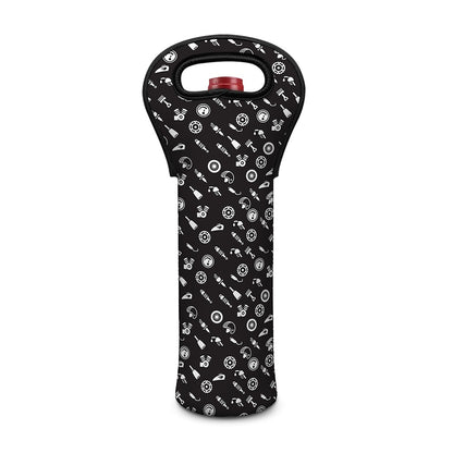 Motorcycle Parts Pattern Print Single Neoprene Wine Tote