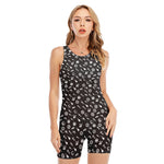 Motorcycle Parts Pattern Print Sleeveless One Piece Swimsuit