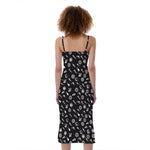 Motorcycle Parts Pattern Print Slim Fit Midi Cami Dress
