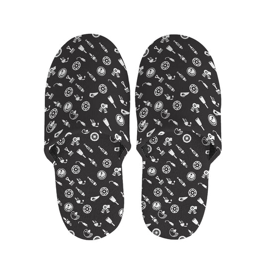 Motorcycle Parts Pattern Print Slippers