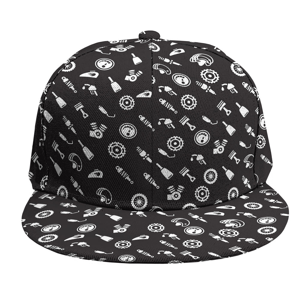 Motorcycle Parts Pattern Print Snapback Cap